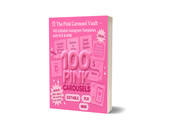 🌸 The Pink Carousel Vault — 100 Editable Instagram Templates with PLR & MRR